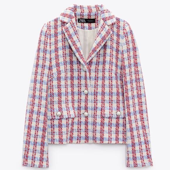 ZARA PEARL BUTTON TEXTURED JACKET MULTICOLORED - Picture 10 of 14